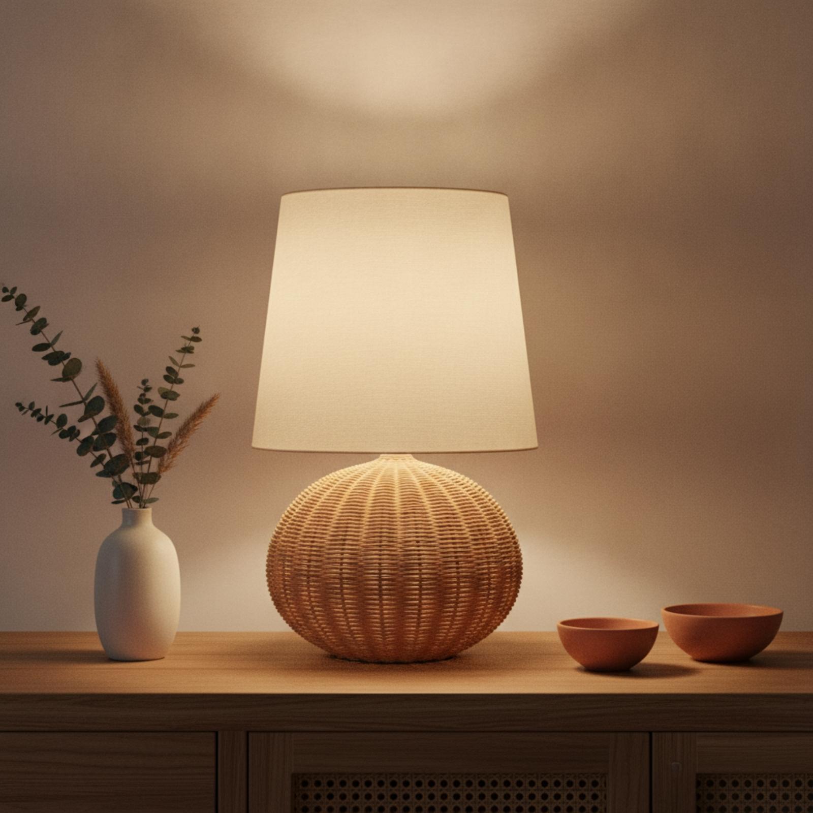Bedside Lamp Rattan Base Fabri - Bedroom Furniture recension och pris