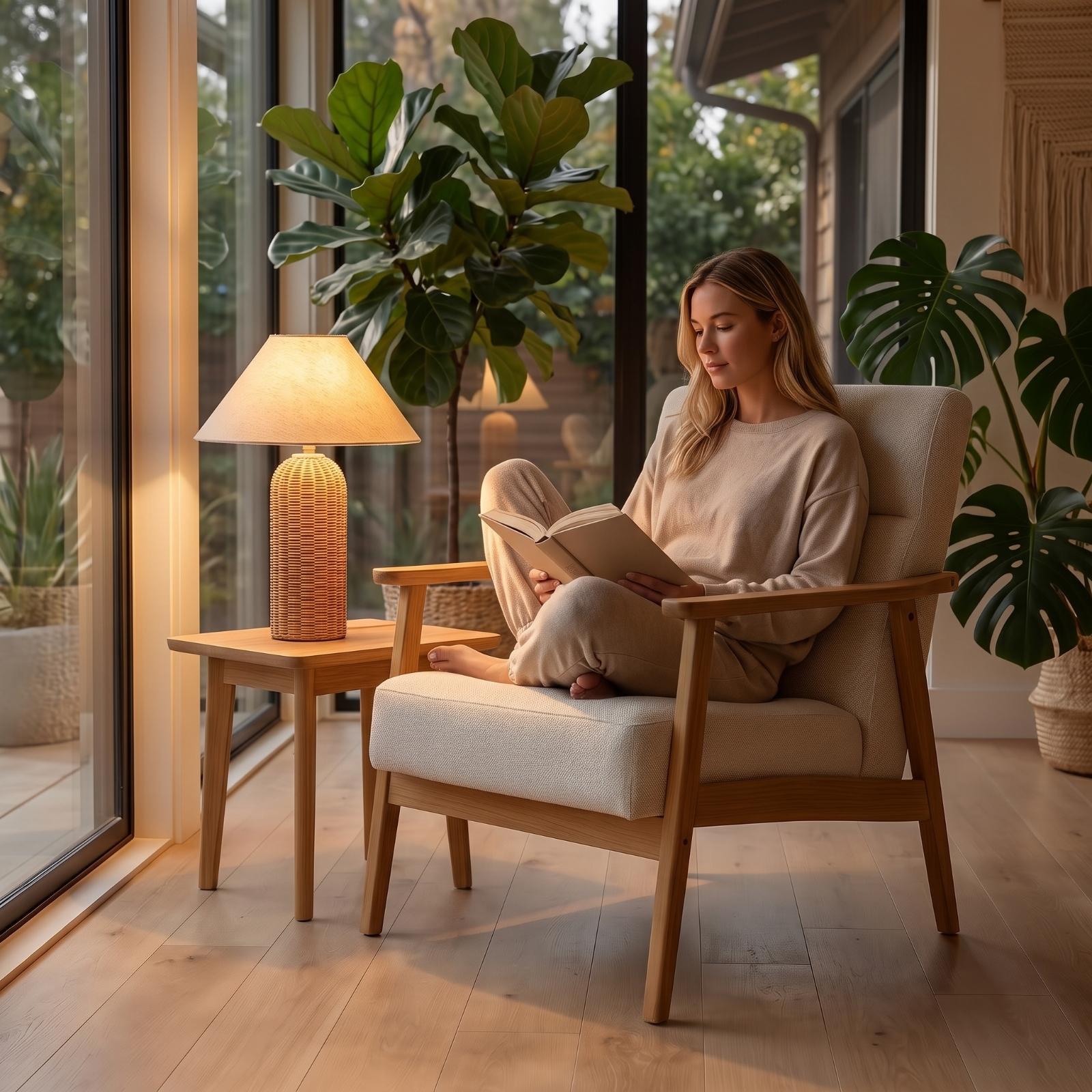 Bedside Lamp Rattan Base Fabri - Bedroom Furniture recension och pris
