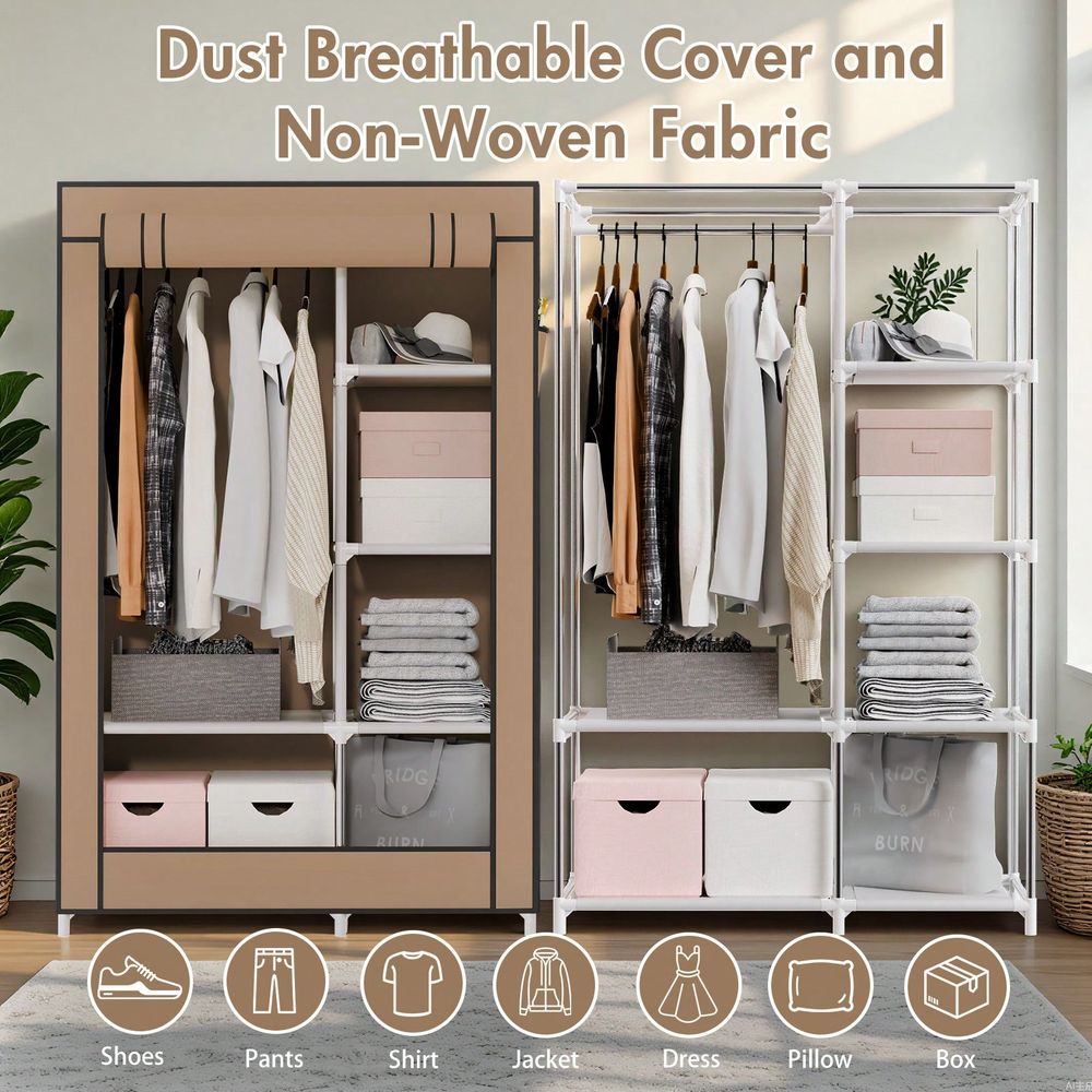 Closet Storage For Hanging Clo - Wardrobe Closet Portable Fabric Cover recension och pris
