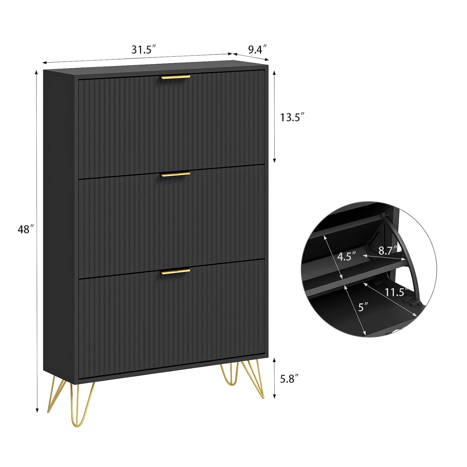Fluted Narrow Shoe Cabinet wit - Shoe Rack Cabinet Narrow Entryway recension och pris