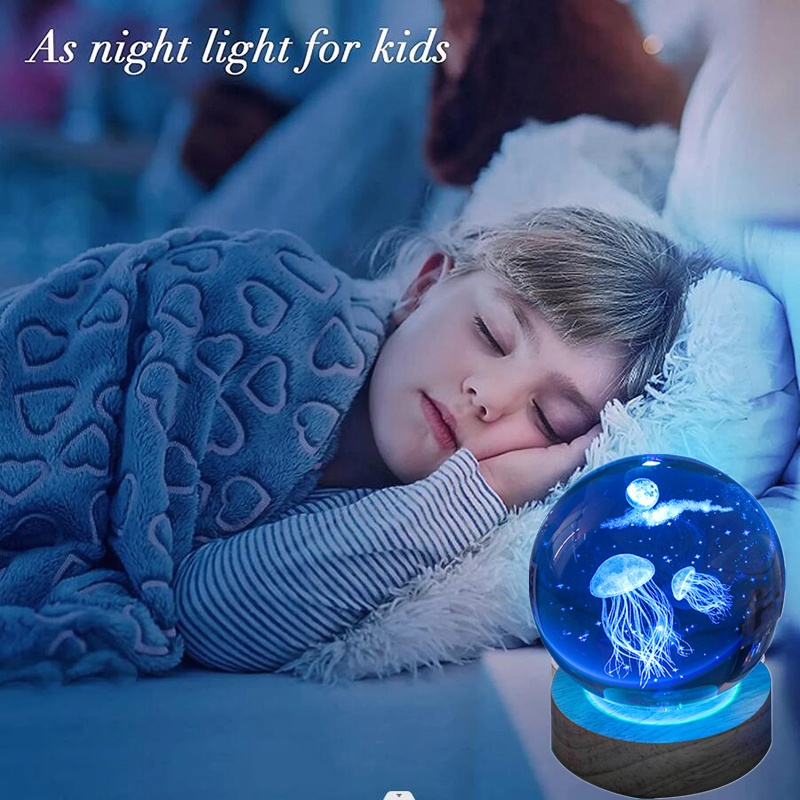 3D Jellyfish Laser engraved cr - Floating Nightstand With Led Light recension och pris