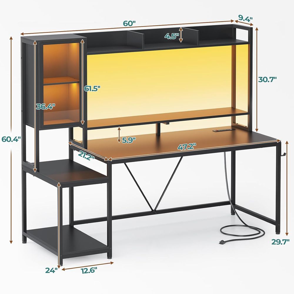 60'' Gaming Desk with Storage, - Storage recension och pris